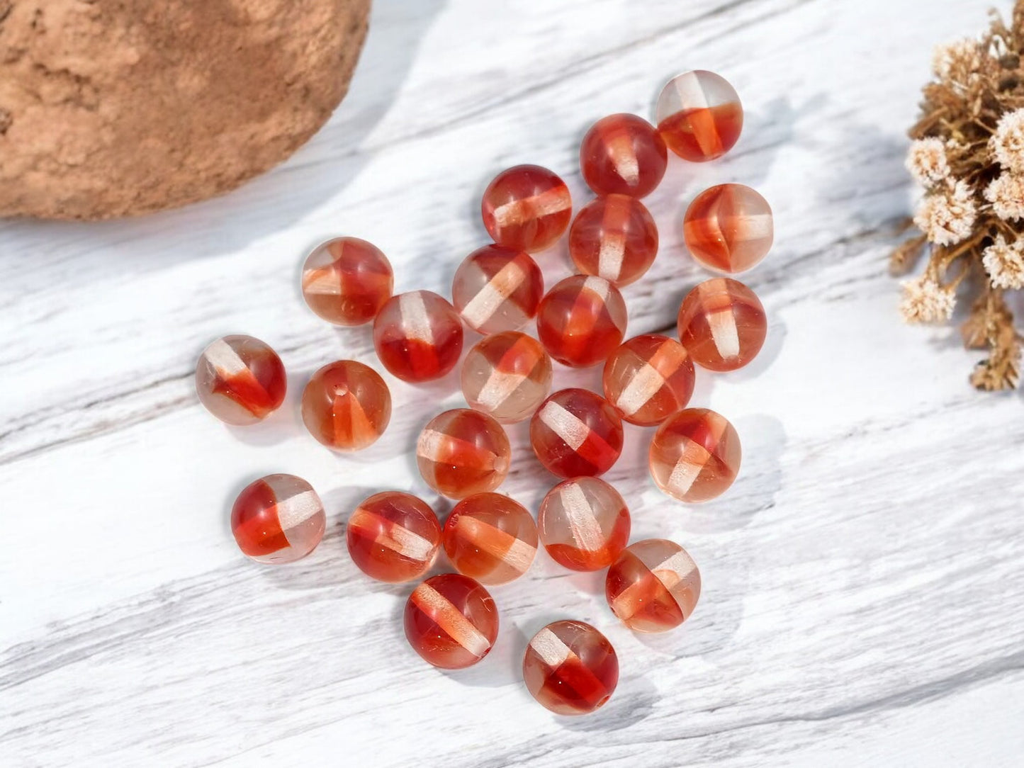 2 Tone Crystal Ruby Round Druk Beads - 6mm or 8mm