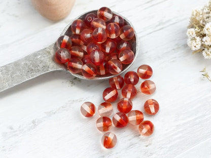 2 Tone Crystal Ruby Round Druk Beads - 6mm or 8mm