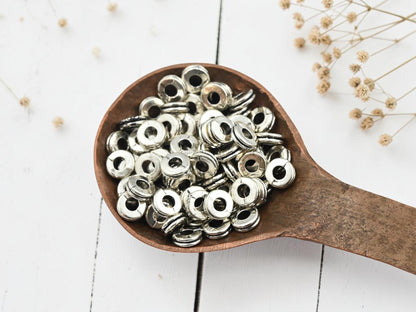 *250* 6x2mm Antique Silver Grooved Rondelle Spacer Beads