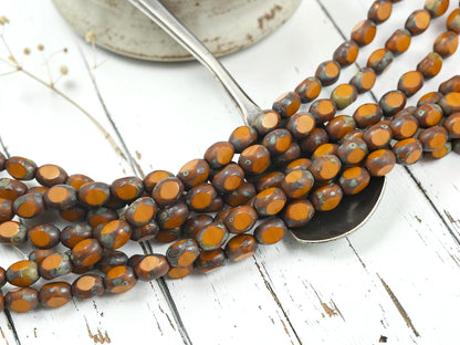 *19* 5x7mm Goldenrod Picasso Table Cut Oval Beads