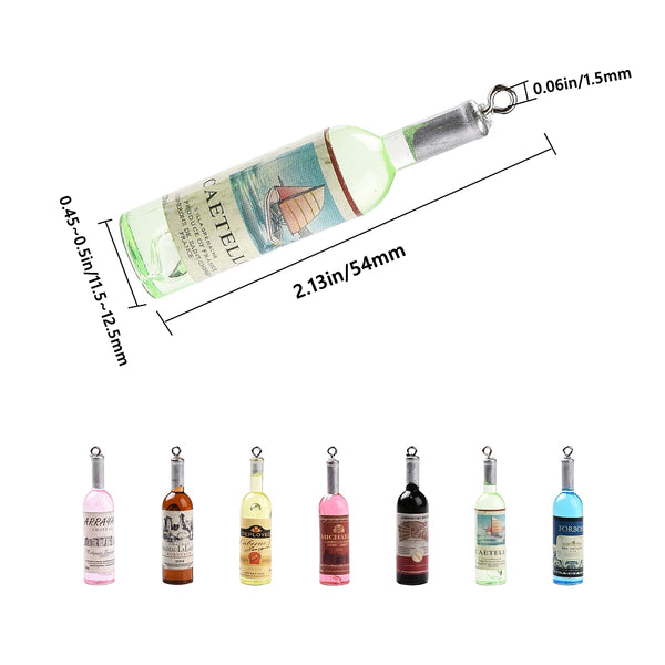 *7* 54x12mm Mixed Color Resin Wine Bottle Charms