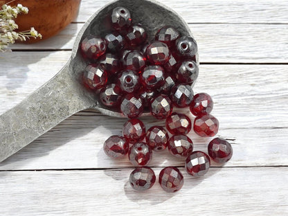 *25* 8mm Ruby Luster Fire Polished Round Beads