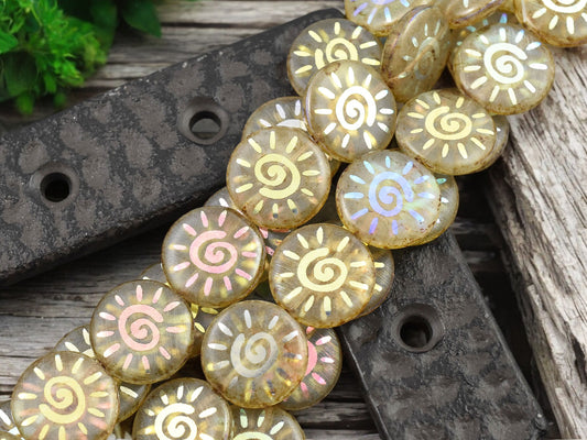 *8* 17mm Crystal Picasso AB Laser Tattoo Sun Coin Beads