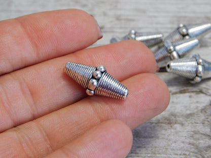 *10* 22x10mm Antique Silver Bicone Beads