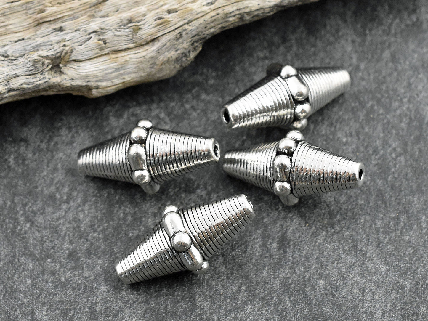 *10* 22x10mm Antique Silver Bicone Beads