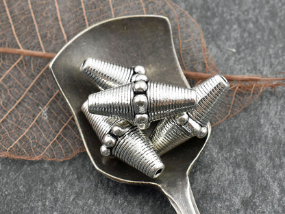 *10* 22x10mm Antique Silver Bicone Beads