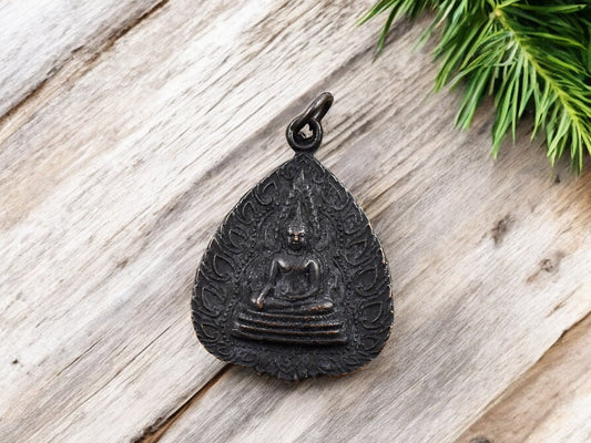 27x36mm Black Finished Buddha Temple Amulet Pendant