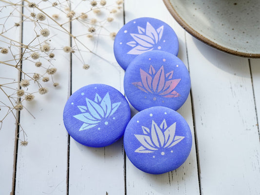*8* 17mm Periwinkle AB Laser Tattoo Lotus Flower Coin Beads