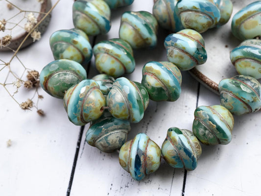 Blended Aqua Turquoise Picasso Saturn Beads