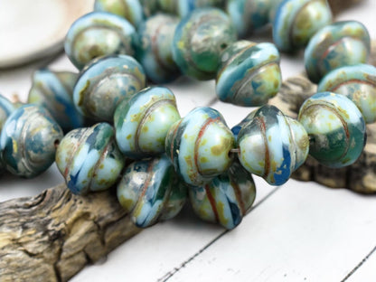 Blended Aqua Turquoise Picasso Saturn Beads