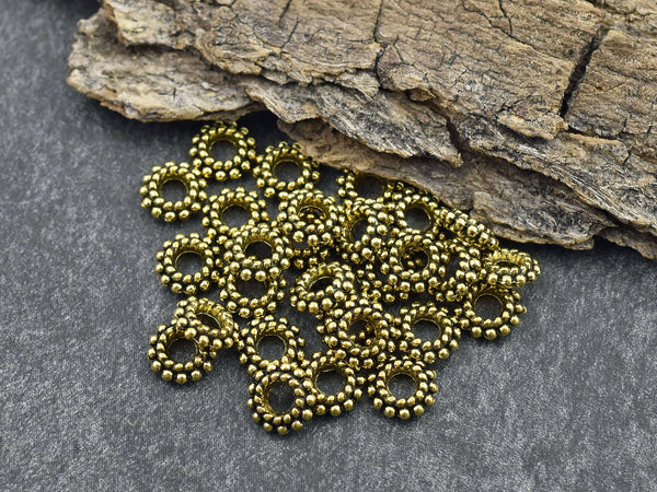 *100* 8x3mm Antique Gold Large Hole Daisy Spacer Beads