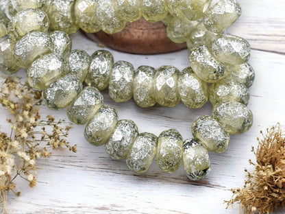 *25* 5x8mm Smoky Gray Mercury Faceted Large Hole Rondelle Roller Beads