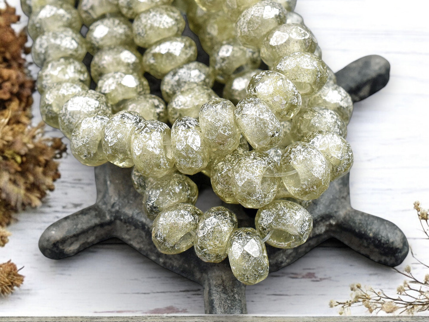 *25* 5x8mm Smoky Gray Mercury Faceted Large Hole Rondelle Roller Beads