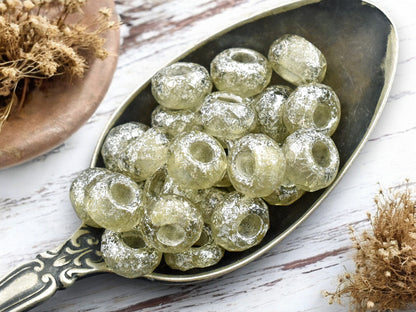 *25* 5x8mm Smoky Gray Mercury Faceted Large Hole Rondelle Roller Beads