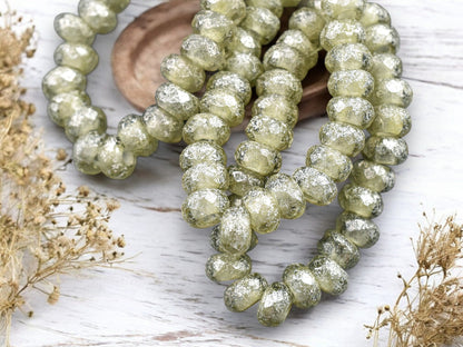 *25* 5x8mm Smoky Gray Mercury Faceted Large Hole Rondelle Roller Beads