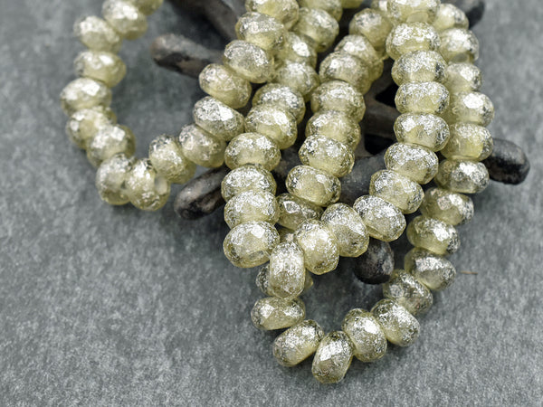 *25* 5x8mm Smoky Gray Mercury Faceted Large Hole Rondelle Roller Beads