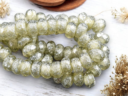 *25* 5x8mm Smoky Gray Mercury Faceted Large Hole Rondelle Roller Beads