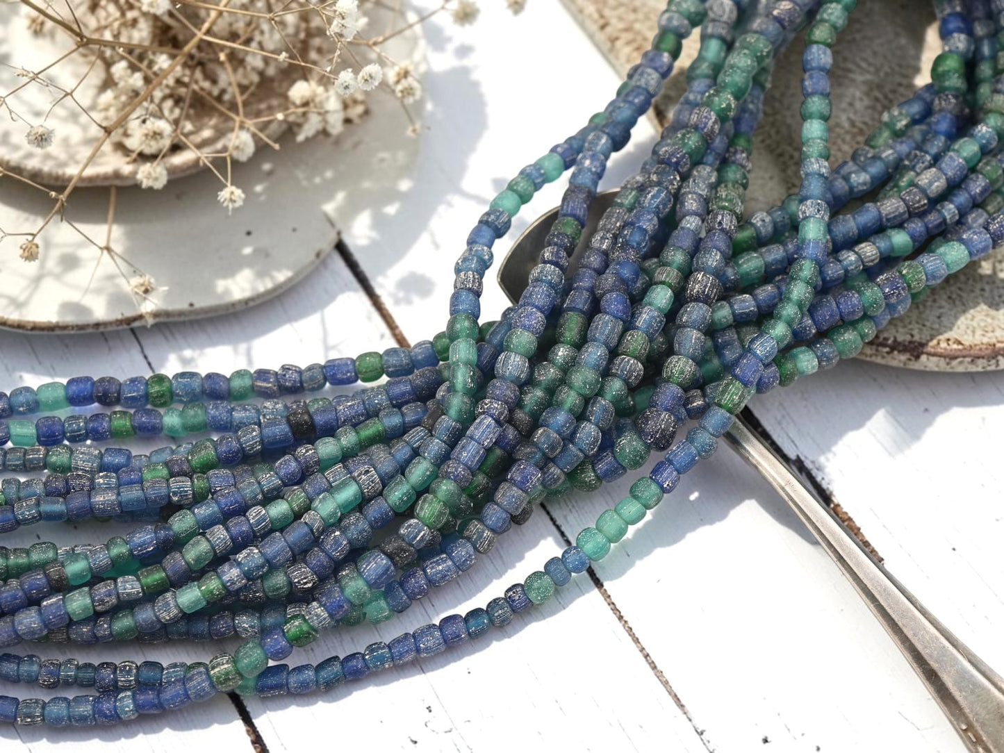 3-4mm Mixed Blue Replica Tradwinds Beads (23" Strand)
