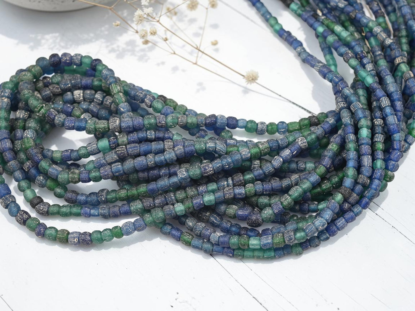 3-4mm Mixed Blue Replica Tradwinds Beads (23" Strand)