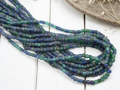 3-4mm Mixed Blue Replica Tradwinds Beads (23" Strand)