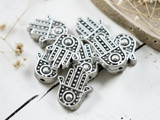 *50* 12x11mm Antique Silver Hamsa Hand Beads