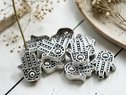 *50* 12x11mm Antique Silver Hamsa Hand Beads