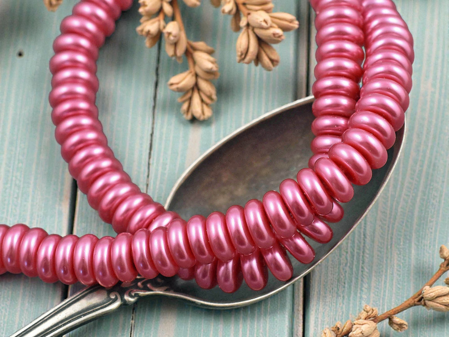 8x3mm Pink Celestial Pearl Rondelle Beads (16" Strand)