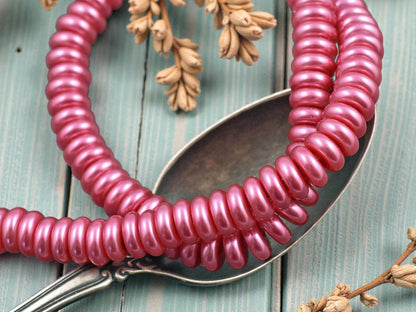 8x3mm Pink Celestial Pearl Rondelle Beads (16" Strand)