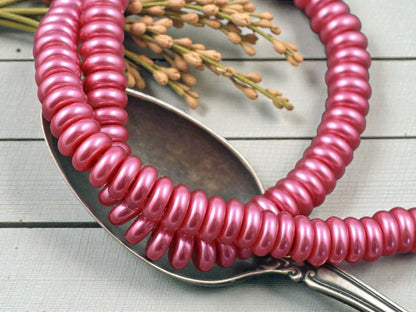 8x3mm Pink Celestial Pearl Rondelle Beads (16" Strand)