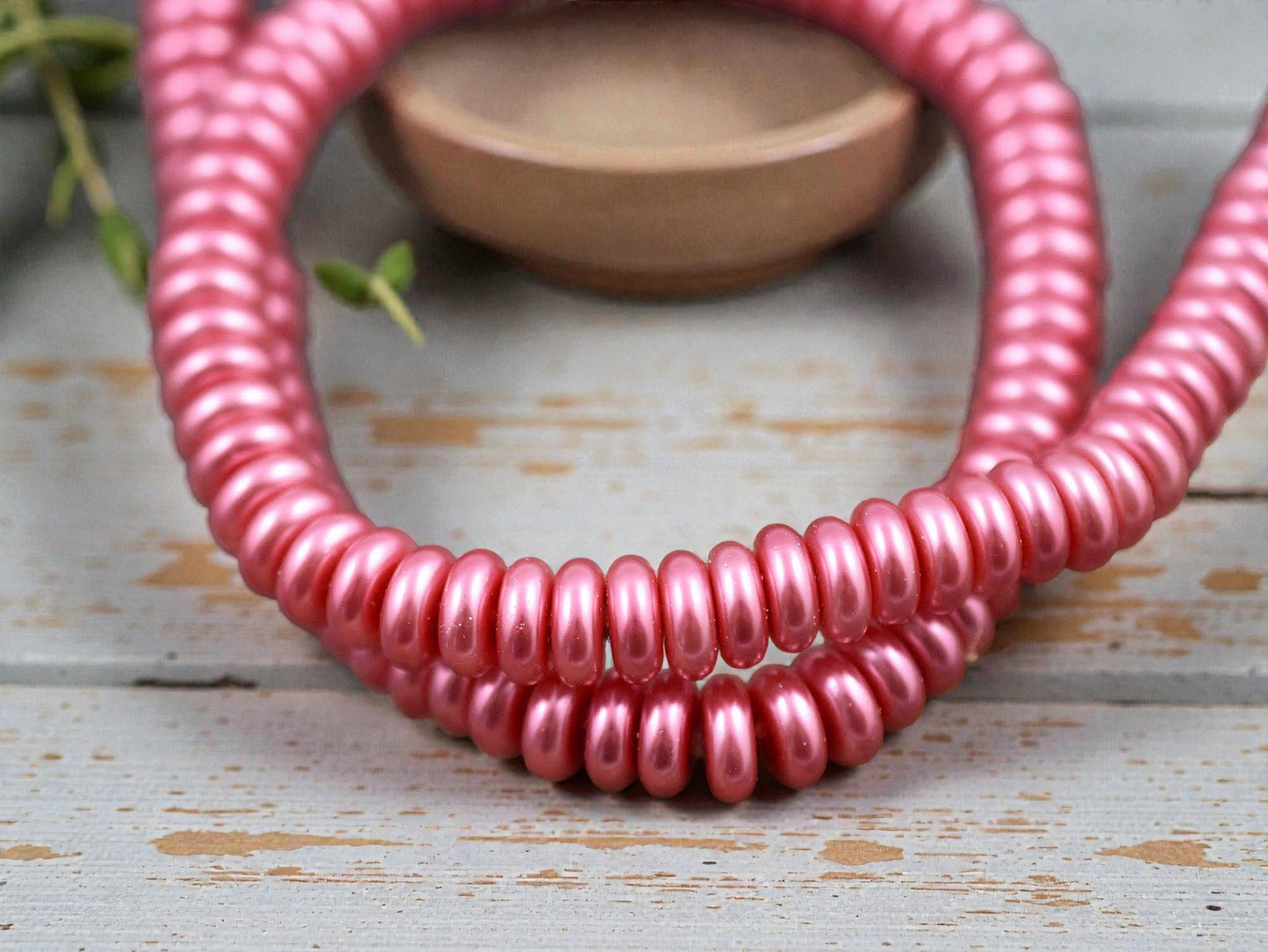 8x3mm Pink Celestial Pearl Rondelle Beads (16" Strand)