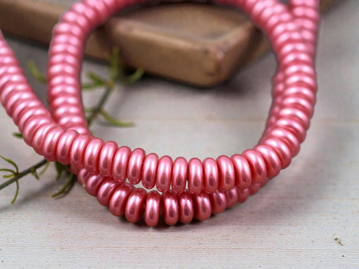 8x3mm Pink Celestial Pearl Rondelle Beads (16" Strand)