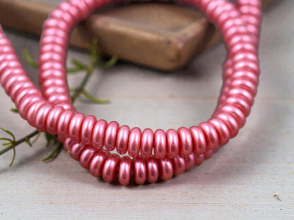 8x3mm Pink Celestial Pearl Rondelle Beads (16" Strand)