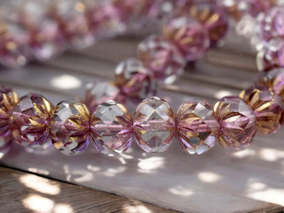 *25* 6x9mm Purple Bronze Washed Crystal Cruller Rondelle Beads