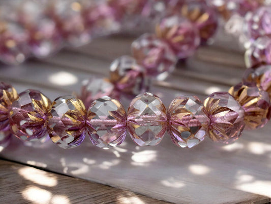 *25* 6x9mm Purple Bronze Washed Crystal Cruller Rondelle Beads