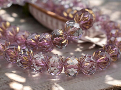 *25* 6x9mm Purple Bronze Washed Crystal Cruller Rondelle Beads