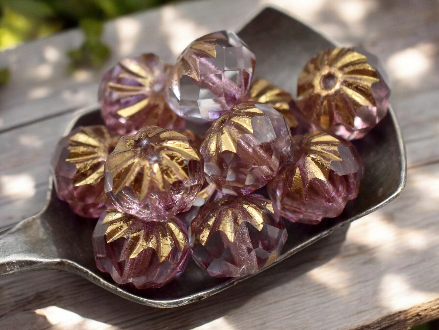 *25* 6x9mm Purple Bronze Washed Crystal Cruller Rondelle Beads