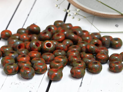15G Opaque Orange Travertine Czech 5/0 Seed Beads