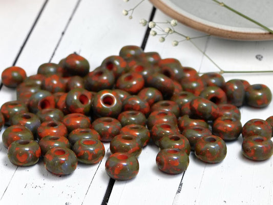 15G Opaque Orange Travertine Czech 5/0 Seed Beads