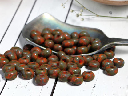 15G Opaque Orange Travertine Czech 5/0 Seed Beads