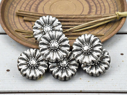 *20* 11x5mm Antique Silver Flat Flower Beads