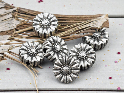 *20* 11x5mm Antique Silver Flat Flower Beads