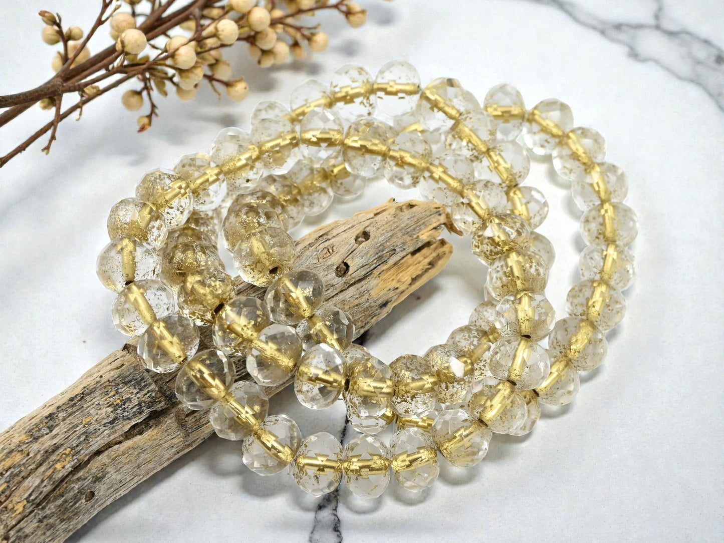*25* 6x9mm Gold Lined Crystal Fire Polished Rondelle Beads