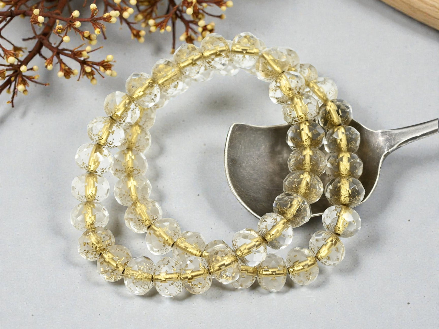 *25* 6x9mm Gold Lined Crystal Fire Polished Rondelle Beads