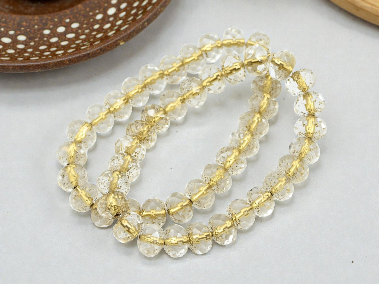 *25* 6x9mm Gold Lined Crystal Fire Polished Rondelle Beads