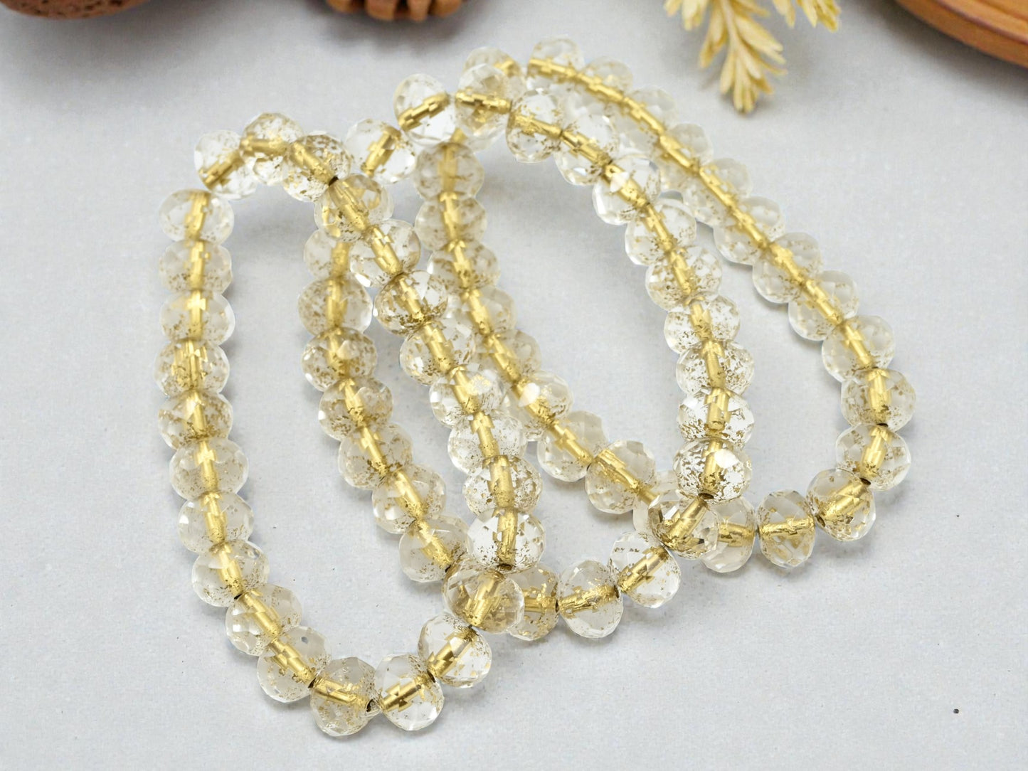 *25* 6x9mm Gold Lined Crystal Fire Polished Rondelle Beads