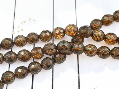 *14* 14mm Dark Crystal Picasso Fire Polished Round Beads