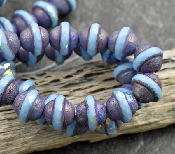 Bronze AB Etched Sky Blue Saturn Beads