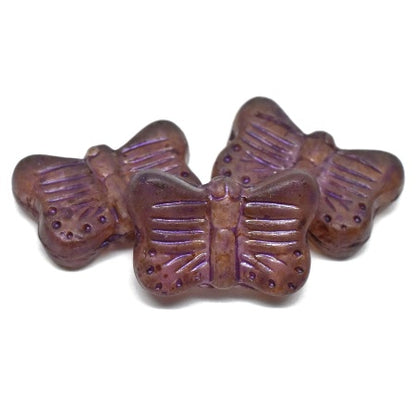 *10* 16x11mm Purple Washed Pale Pink Picasso Butterfly Beads