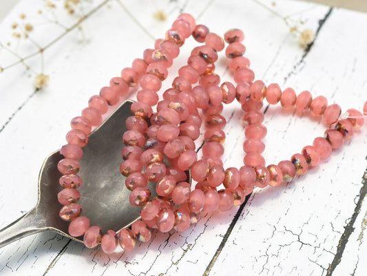 *30* 3x5mm Copper Rainbow Washed Rosewood Fire Polished Rondelle Beads