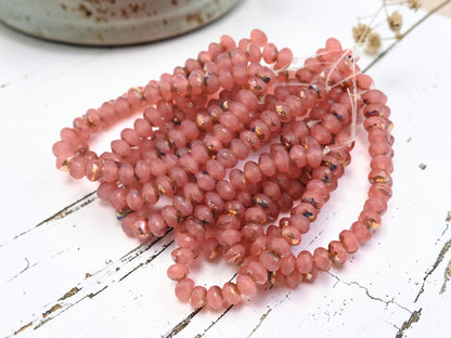 *30* 3x5mm Copper Rainbow Washed Rosewood Fire Polished Rondelle Beads